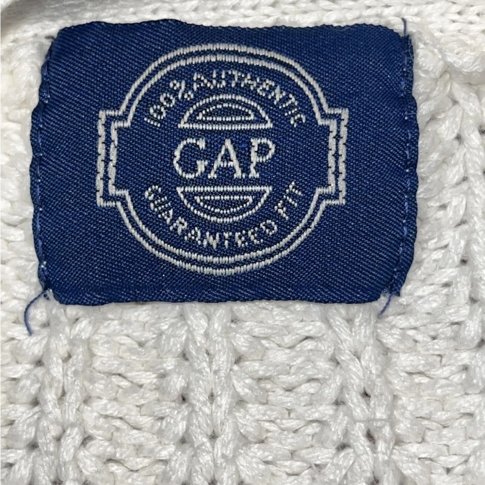 VINTAGE 100% Authentic GAP Men’s Chunky White Knit 100% Cotton Cardigan fitted - Picture 2 of 12